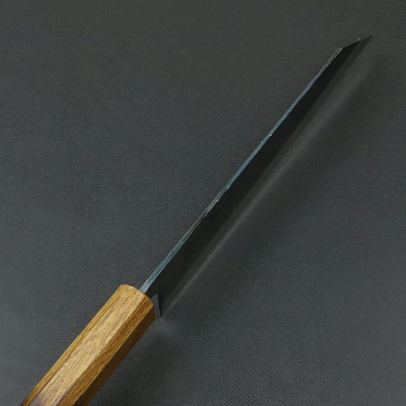 元兼 和牛刀 180mm 両刃 青紙スーパー 割込み 黒打ち仕上げ 焼き漆柄 土佐打ち刃物 極上品 峰