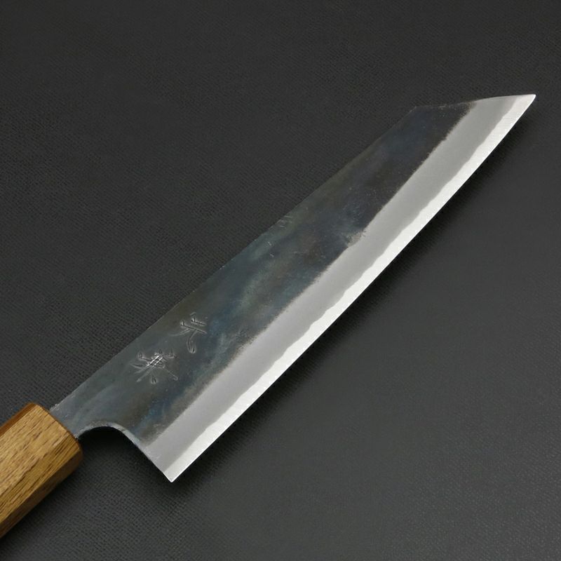 元兼 和牛刀 180mm 両刃 青紙スーパー 割込み 黒打ち仕上げ 焼き漆柄 土佐打ち刃物 極上品 刃先