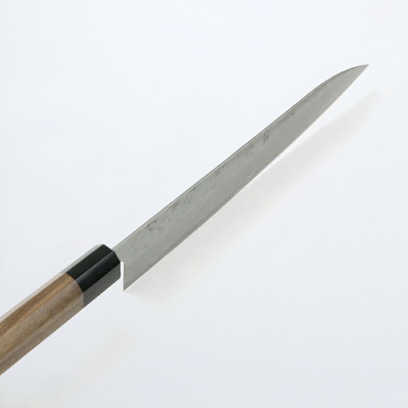 和牛刀 210mm 両刃 スウェーデン鋼 和紙地 33層ダマスカス模様 八角ウォルナット柄 峰