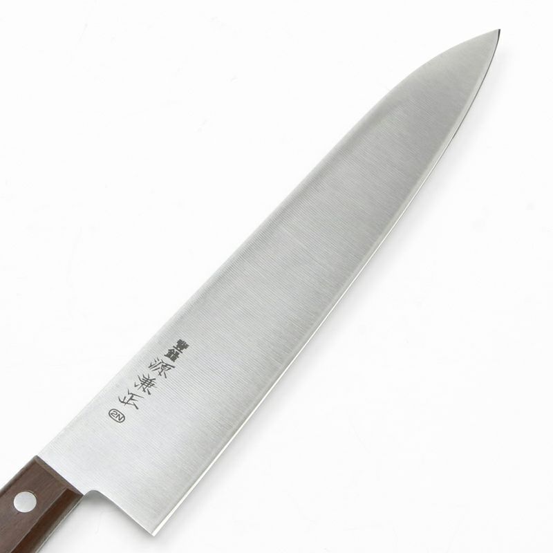 源 兼正 牛刀 両刃 210mm 全鋼 ローズウッド柄 刃