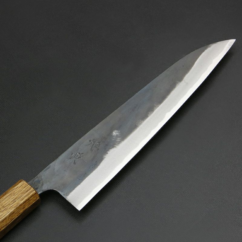 元兼 和牛刀 210mm 両刃 青紙スーパー 割込み 黒打ち仕上げ 焼き漆柄 短柄仕様 土佐打ち刃物 極上品 刃