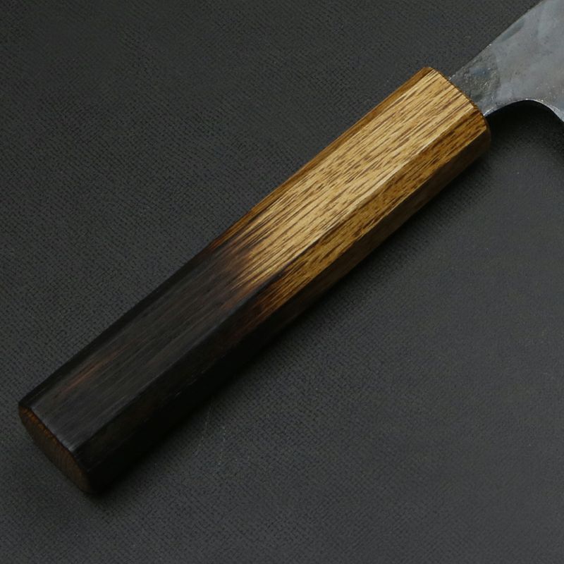 元兼 和牛刀 210mm 両刃 青紙スーパー 割込み 黒打ち仕上げ 焼き漆柄 短柄仕様 土佐打ち刃物 極上品 柄