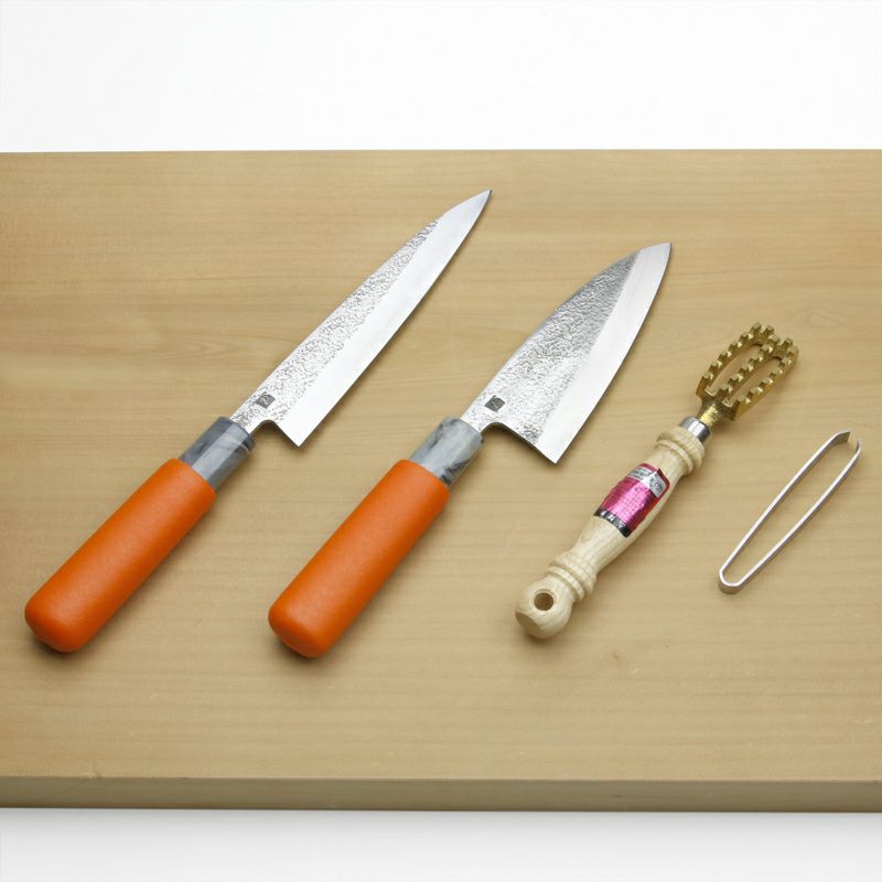 お魚捌きセット V金10号 ステンレス 小出刃包丁 片刃 120mm 貝裂き包丁 片刃 150mm 骨抜き うろこ取りセット