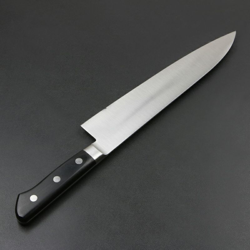 源光金 牛刀 両刃 240mm 日本鋼 共口金付き 黒合板柄 規格外品 裏