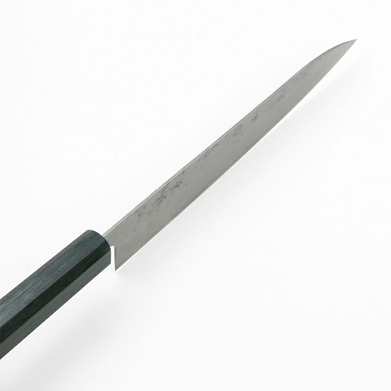 重勝 和牛刀 210mm 両刃 スウェーデン鋼 和紙地 33層ダマスカス模様  燦藍柄 峰