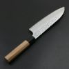 宏之作 和三徳包丁 170mm 両刃 粉末ハイス HAP40鋼 割込み ステンレス 槌目仕上げ 八角ウォルナット柄 裏