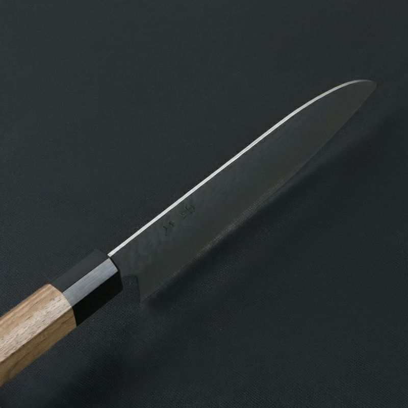 宏之作 和三徳包丁 170mm 両刃 粉末ハイス HAP40鋼 割込み ステンレス 槌目仕上げ 八角ウォルナット柄 峰