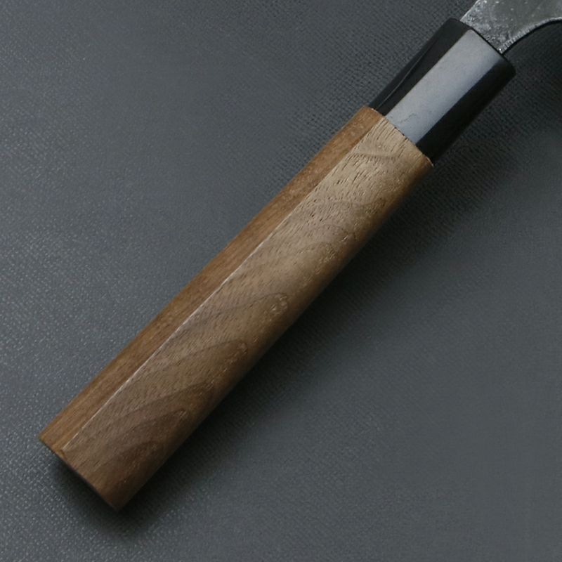 東周作 和牛刀 210mm 両刃 青紙スーパー 割込み 黒打ち仕上げ クルミ柄