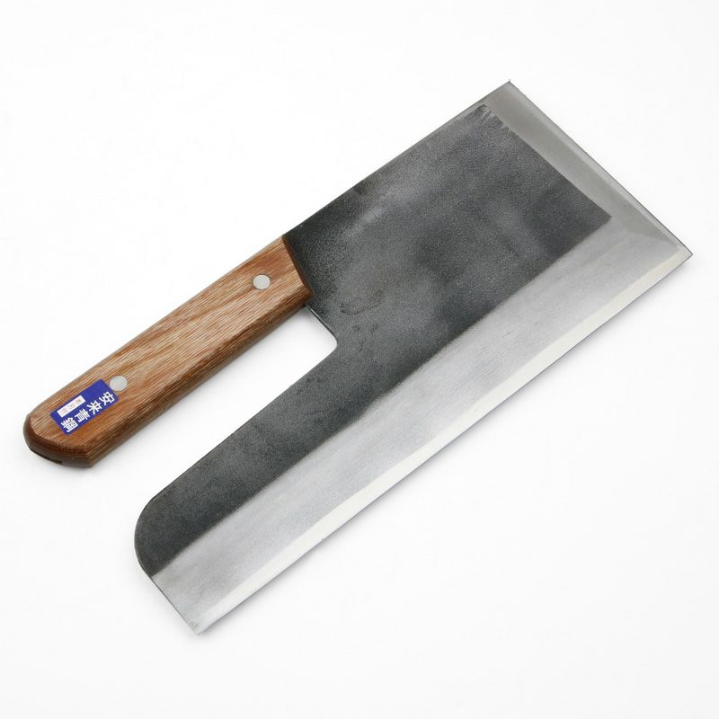 そば切り包丁 片刃 300mm 安来青紙鋼 鋼付 本刃付け 木柄 麺切り包丁 規格外品 全体