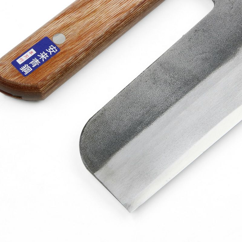 そば切り包丁 片刃 300mm 安来青紙鋼 鋼付 本刃付け 木柄 麺切り包丁 規格外品 拡大