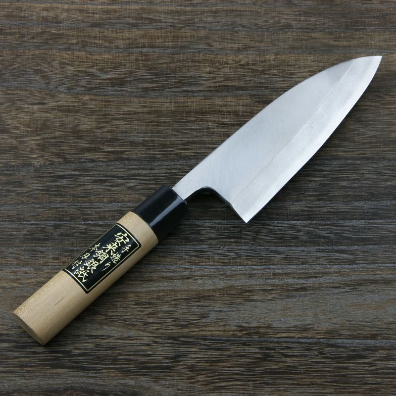 出刃包丁 片刃 150mm 銀三ステンレス 桜柄 一般家庭用 規格外品 全体