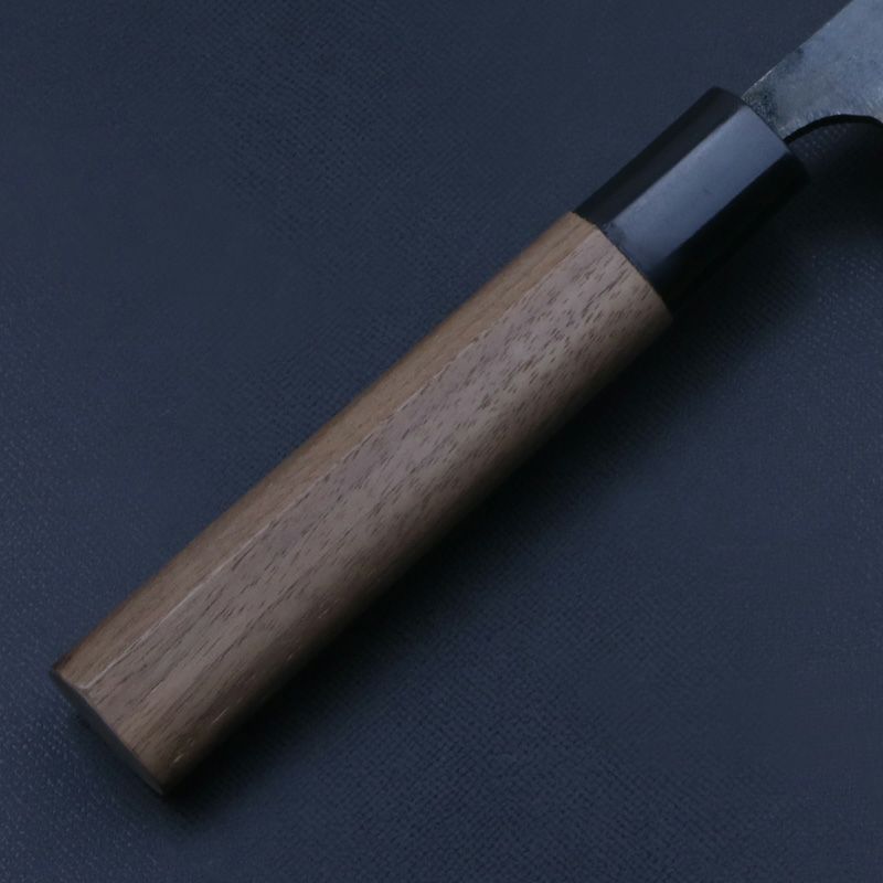 清兼 柳刃包丁 150mm 両刃 青紙スーパー 割込み 黒打ち仕上げ クルミ柄 規格外品 柄