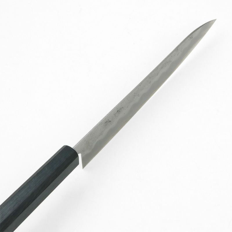 重勝 和牛刀 両刃 210mm 銀三ステンレス 梨地 燦藍柄 峰