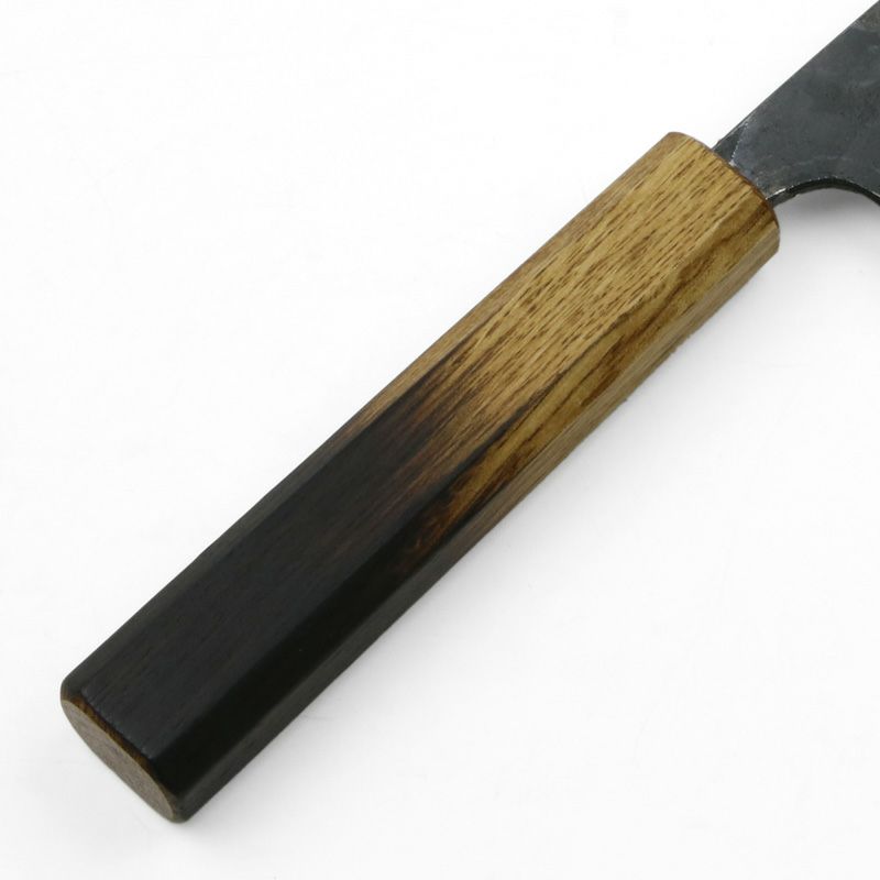 土佐型 舟行包丁 165mm 両刃 白紙鋼 割込み 黒打ち仕上げ 焼漆柄 土佐打ち刃物 極上品 規格外品 柄