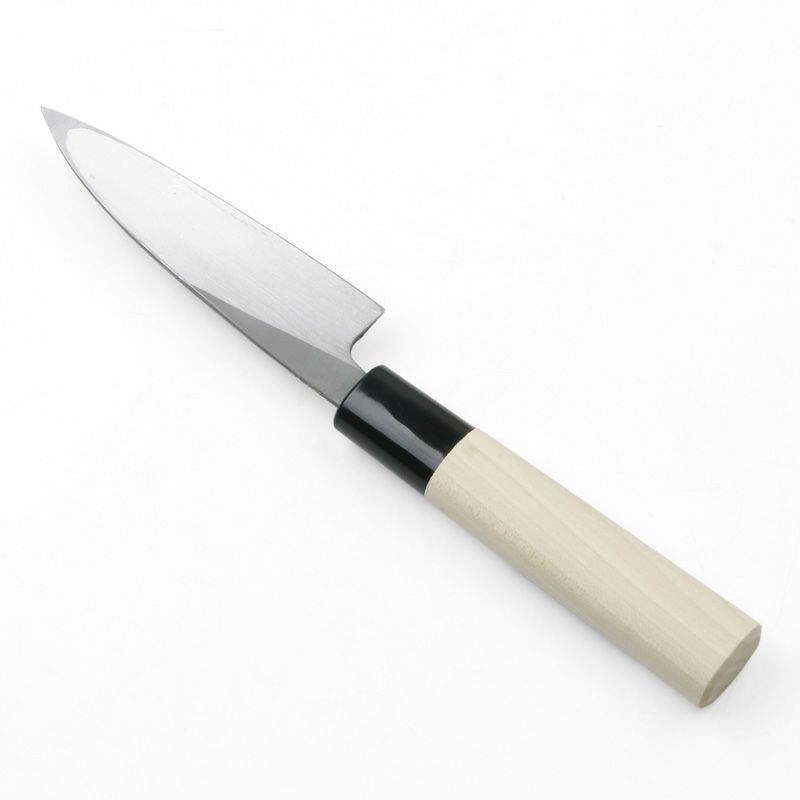 美貴久 万能包丁 片刃 105mm 白紙2号 鋼付 槌目仕上げ 左利き用 裏