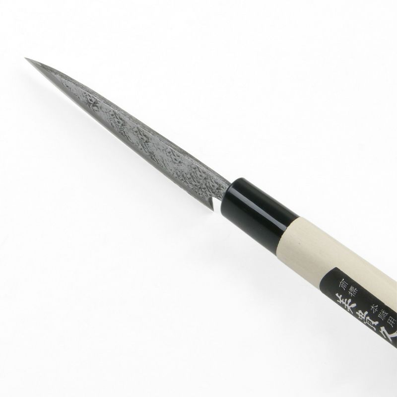美貴久 万能包丁 片刃 105mm 白紙2号 鋼付 槌目仕上げ 左利き用 峰