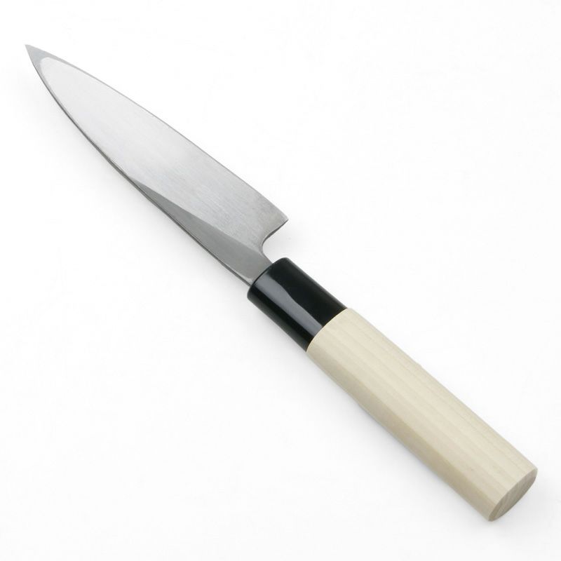 美貴久 万能包丁 片刃 120mm 白紙2号 鋼付 槌目仕上げ 左利き用 裏