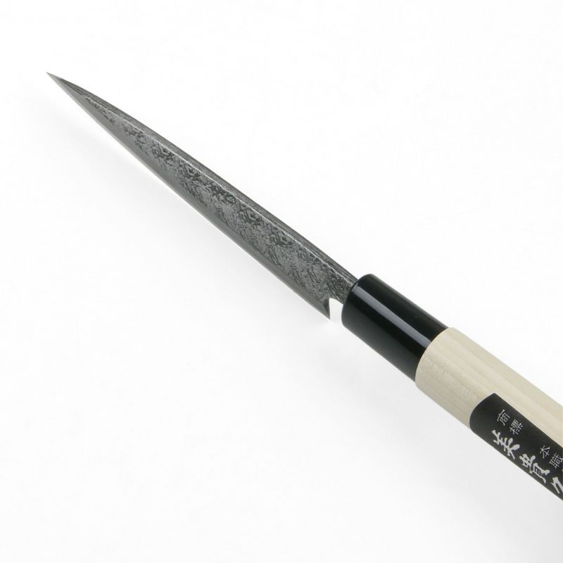 美貴久 万能包丁 片刃 120mm 白紙2号 鋼付 槌目仕上げ 左利き用 峰