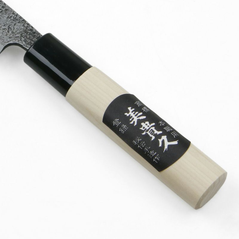 美貴久 万能包丁 片刃 120mm 白紙2号 鋼付 槌目仕上げ 左利き用 柄