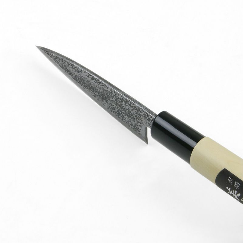 美貴久 小出刃包丁 片刃 90mm 白紙2号 鋼付 槌目仕上げ 左利き用 峰