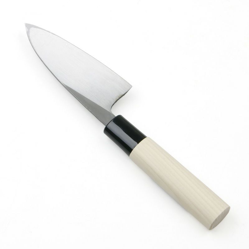 美貴久 小出刃包丁 片刃 105mm 白紙2号 鋼付 槌目仕上げ 左利き用 裏