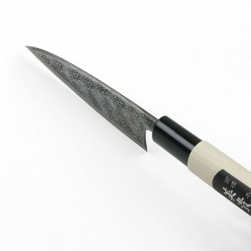 美貴久 小出刃包丁 片刃 105mm 白紙2号 鋼付 槌目仕上げ 左利き用 峰