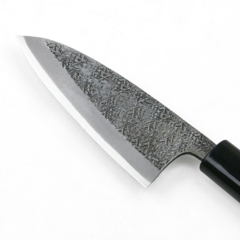 美貴久 小出刃包丁 片刃 105mm 白紙2号 鋼付 槌目仕上げ 左利き用 刃