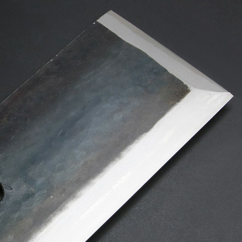 そば切り包丁 片刃 330mm 黒打ち仕上げ ロープ巻き 拡大