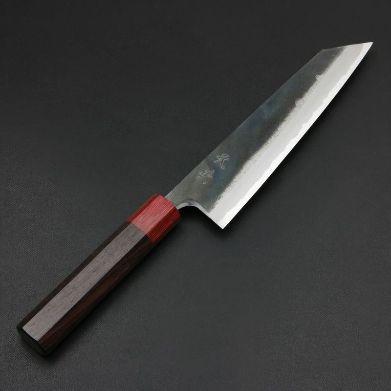 黒打ち仕上げ 割込み KNIVES 柳刃包丁 堺打 紫檀 赤積層合板口輪 和