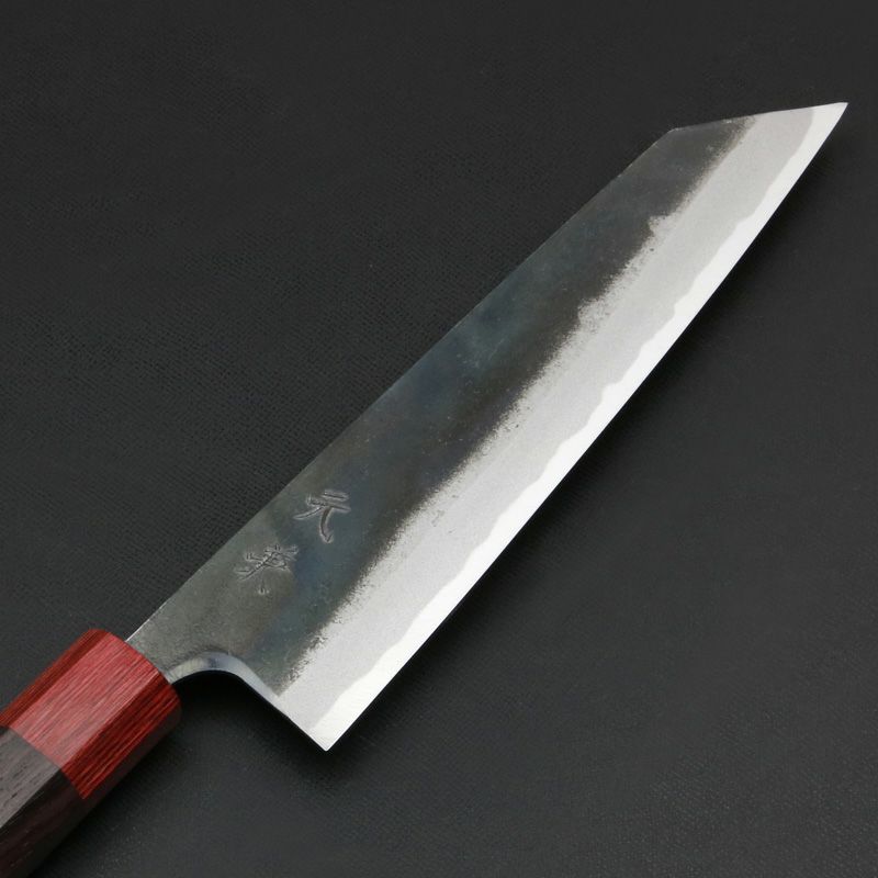 元兼 切付型 和牛刀 180mm 両刃 青紙スーパー 割込み 黒打ち仕上げ 赤口輪紫檀八角柄 極上品 土佐打ち刃物 刃