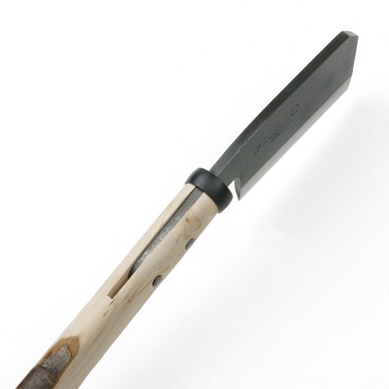 日野浦刃物工房 味方屋作 越後鍛冶鉈 両刃 東型 桜柄 刃当て付き 峰